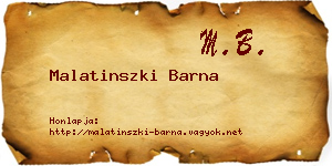 Malatinszki Barna névjegykártya