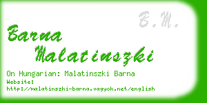 barna malatinszki business card